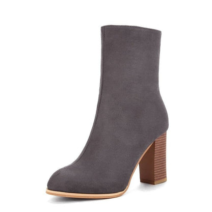 Bérangère Bottes Mi-Mollet Effet Daim À Talon Carré Femme