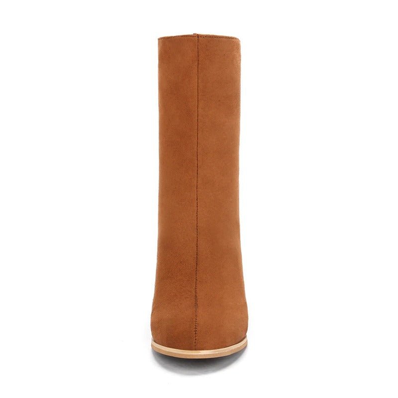 Bérangère Bottes Mi-Mollet Effet Daim À Talon Carré Femme