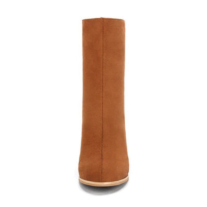 Bérangère Bottes Mi-Mollet Effet Daim À Talon Carré Femme