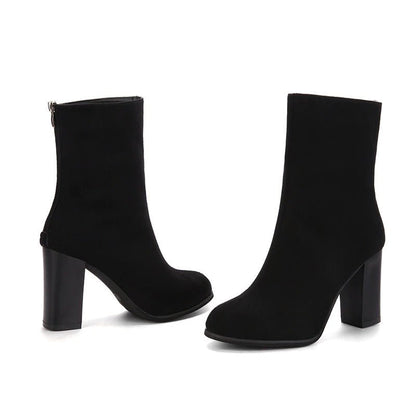 Bérangère Bottes Mi-Mollet Effet Daim À Talon Carré Femme