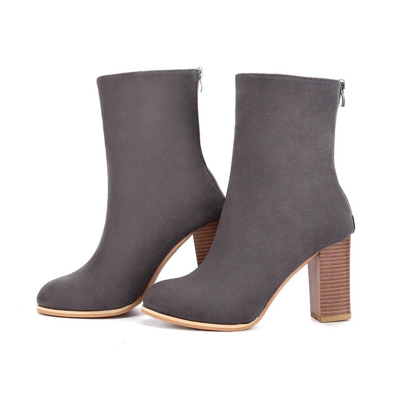 Bérangère Bottes Mi-Mollet Effet Daim À Talon Carré Femme