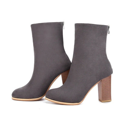 Bérangère Bottes Mi-Mollet Effet Daim À Talon Carré Femme
