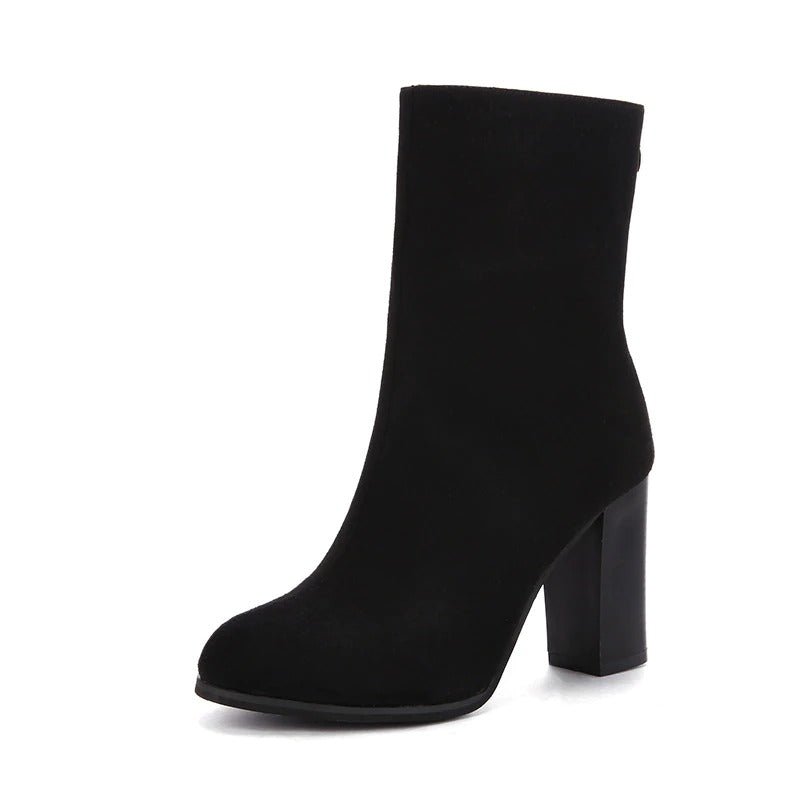 Bérangère Bottes Mi-Mollet Effet Daim À Talon Carré Femme