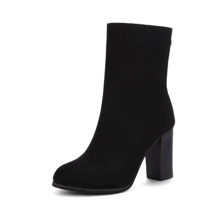 Bérangère Bottes Mi-Mollet Effet Daim À Talon Carré Femme