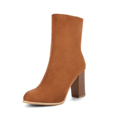 Bérangère Bottes Mi-Mollet Effet Daim À Talon Carré Femme
