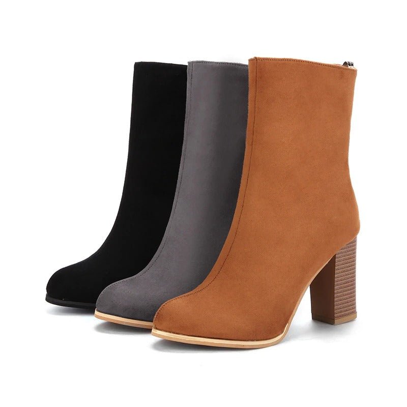 Bérangère Bottes Mi-Mollet Effet Daim À Talon Carré Femme