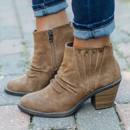 Paloma Bottines Froncées À Talon Carré Et Zip Femme