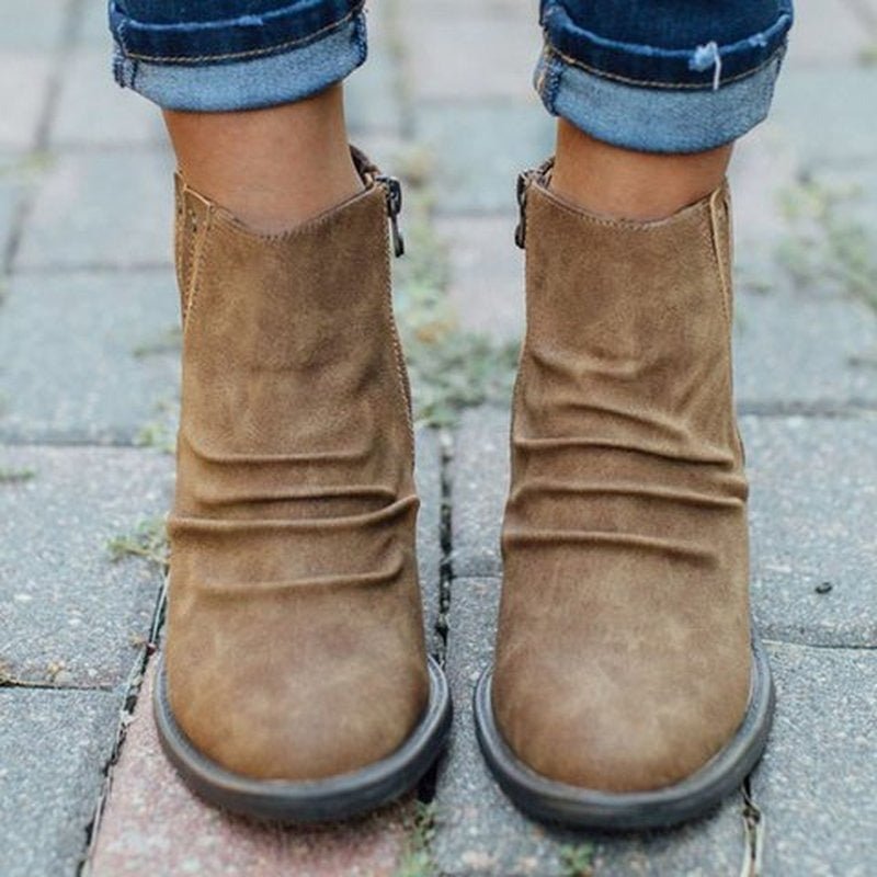 Paloma Bottines Froncées À Talon Carré Et Zip Femme