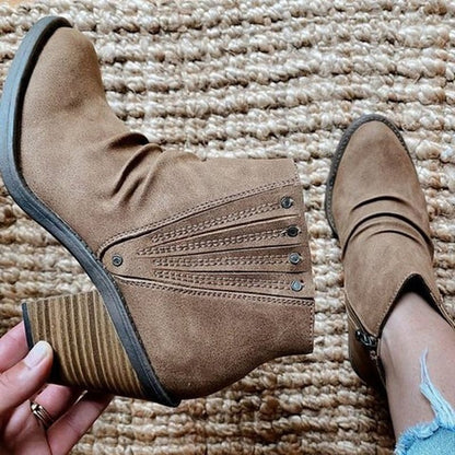 Paloma Bottines Froncées À Talon Carré Et Zip Femme