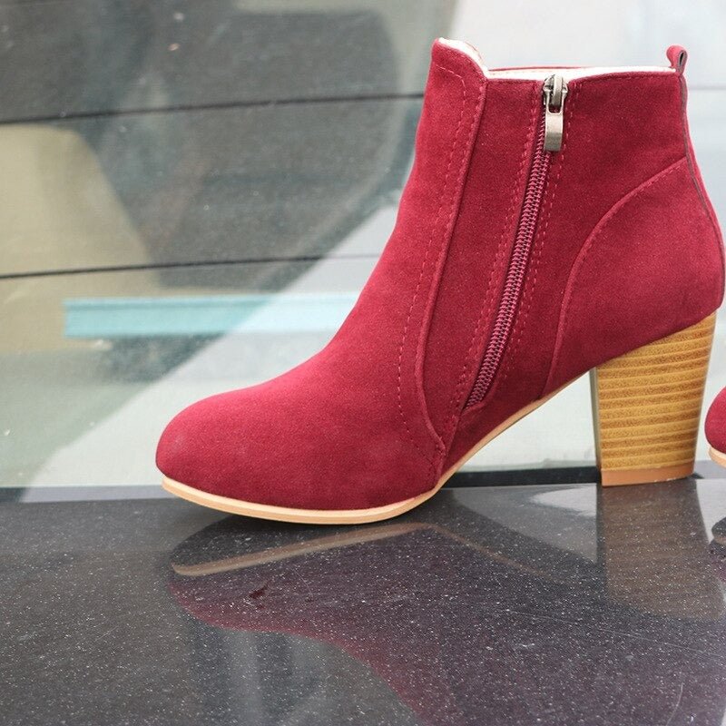 Louise Bottines Effet Daim Zippées Talon Haut Femme
