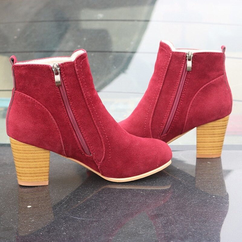 Louise Bottines Effet Daim Zippées Talon Haut Femme
