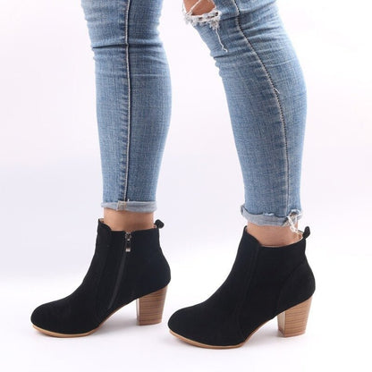 Louise Bottines Effet Daim Zippées Talon Haut Femme