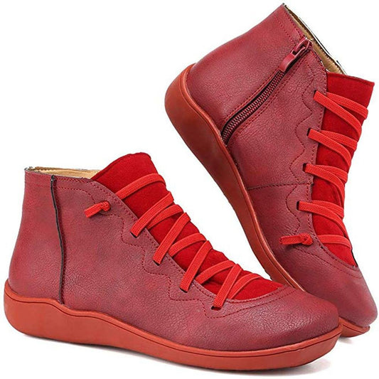 Lina Bottines Plates À Lacets Et Zip Coutures Apparentes Femme