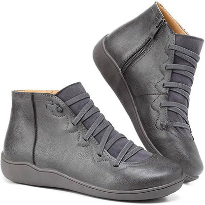 Lina Bottines Plates À Lacets Et Zip Coutures Apparentes Femme