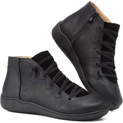 Lina Bottines Plates À Lacets Et Zip Coutures Apparentes Femme