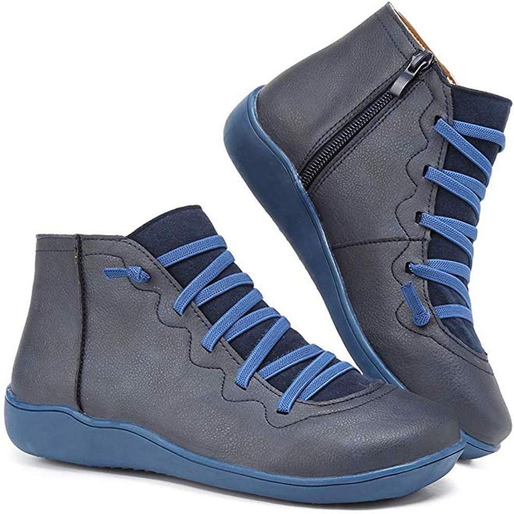 Lina Bottines Plates À Lacets Et Zip Coutures Apparentes Femme