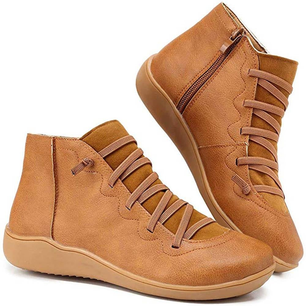 Lina Bottines Plates À Lacets Et Zip Coutures Apparentes Femme