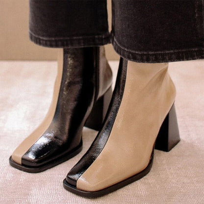 Mathilde Bottines Bicolores À Talon Carré Femme