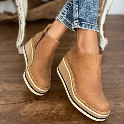 Mila Bottines Compensées Zippées Semelle Rayée Femme