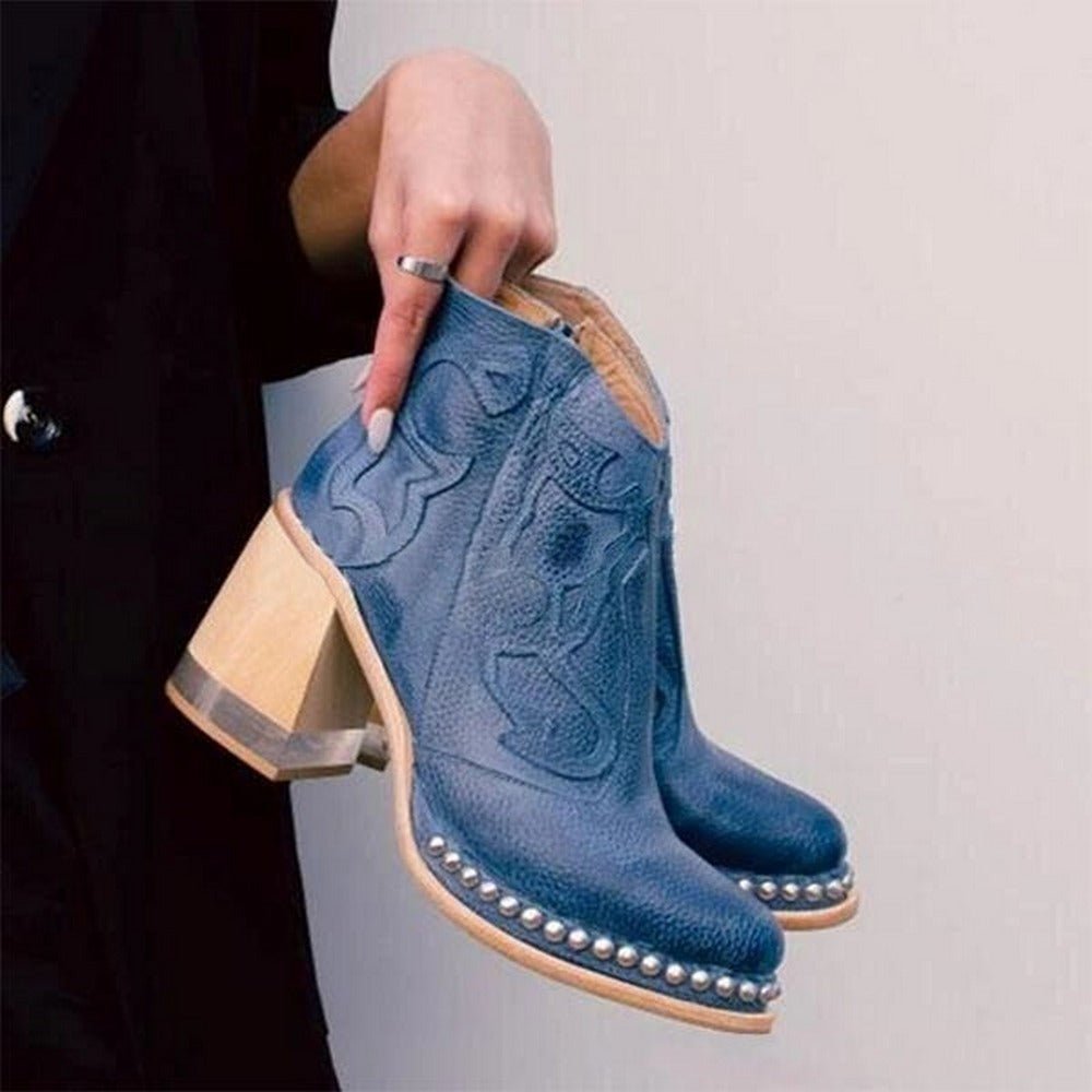 Laure Bottines Western Brodées À Talon Carré Femme