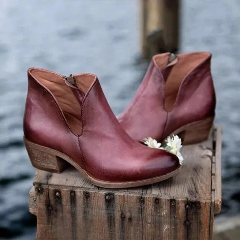 Séverine Bottines Échancrées Zippées À Talon Bas Femme