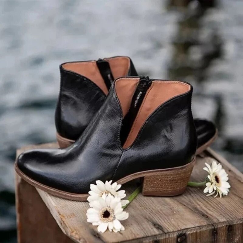 Séverine Bottines Échancrées Zippées À Talon Bas Femme