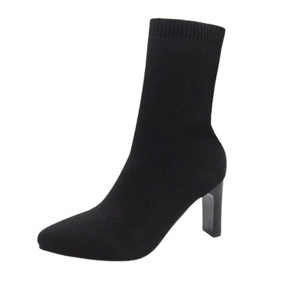 Zélie Bottines Chaussette En Maille Talon Fin Bout Pointu Femme