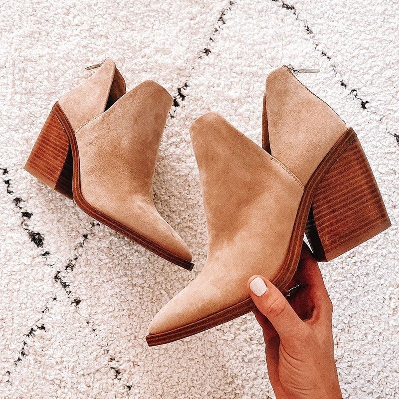 Lise Bottines Échancrées En V À Talon Carré Femme