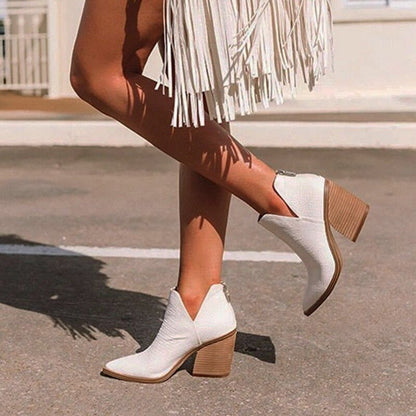 Lise Bottines Échancrées En V À Talon Carré Femme