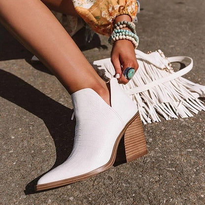 Lise Bottines Échancrées En V À Talon Carré Femme