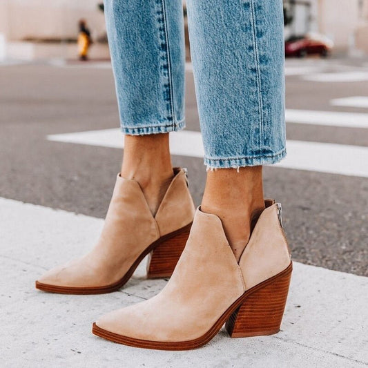 Lise Bottines Échancrées En V À Talon Carré Femme