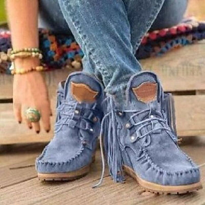 Mélanie Bottines Mocassins Effet Daim À Franges Femme