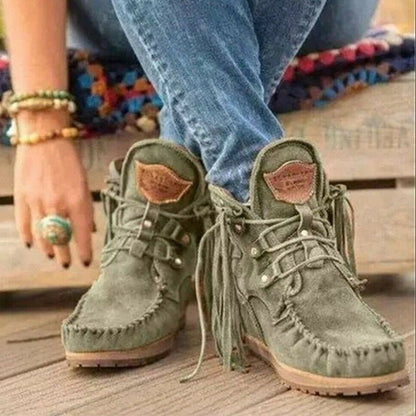 Mélanie Bottines Mocassins Effet Daim À Franges Femme