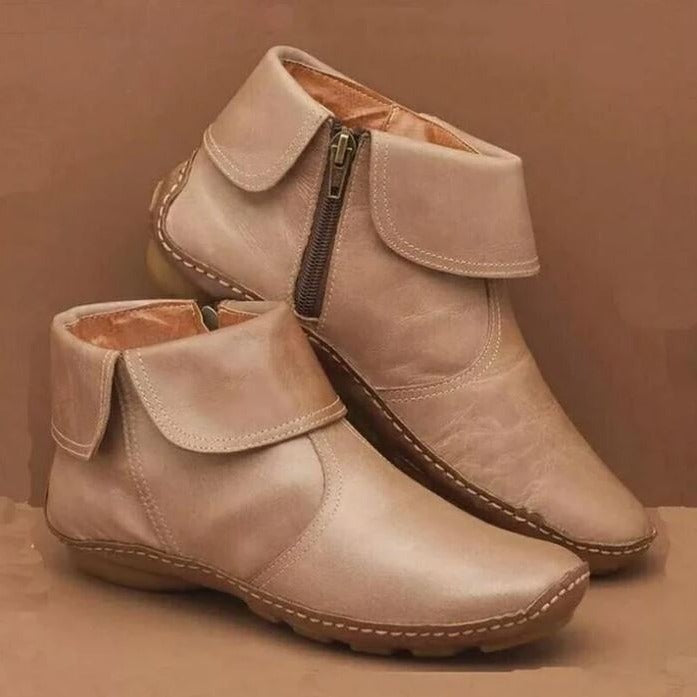 Lorène Bottines À Revers Rabattable Zippées Femme