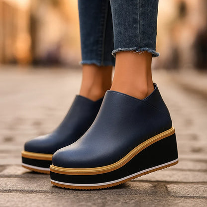 Mila Bottines Compensées Zippées Semelle Rayée Femme