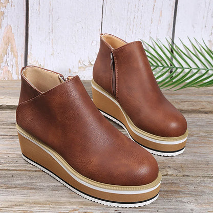 Mila Bottines Compensées Zippées Semelle Rayée Femme