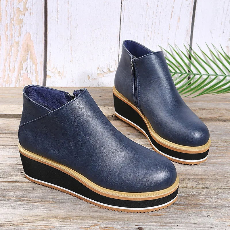 Mila Bottines Compensées Zippées Semelle Rayée Femme
