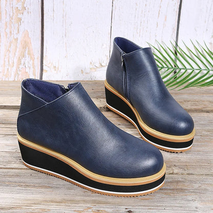 Mila Bottines Compensées Zippées Semelle Rayée Femme