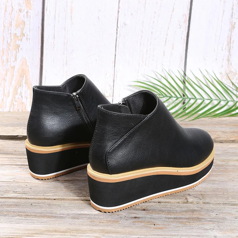 Mila Bottines Compensées Zippées Semelle Rayée Femme