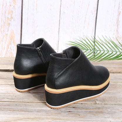 Mila Bottines Compensées Zippées Semelle Rayée Femme