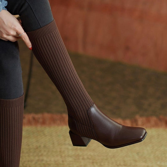Isaure Bottes Chaussette En Maille À Talon Carré Femme
