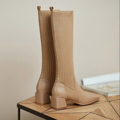 Isaure Bottes Chaussette En Maille À Talon Carré Femme