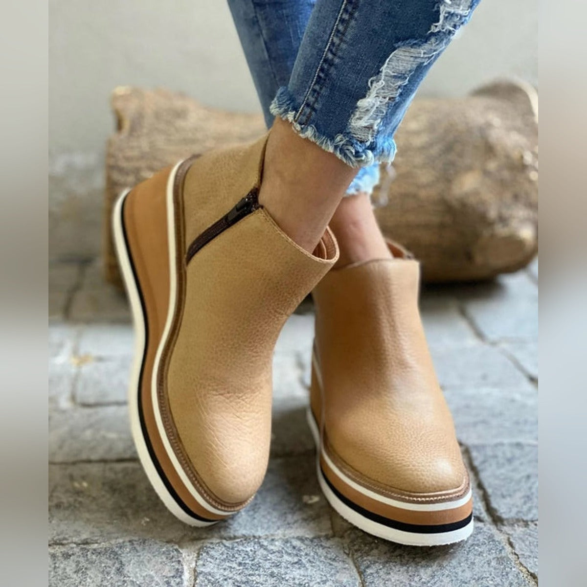 Maëline Bottines Compensées À Plateforme Et Zip Latéral Femme