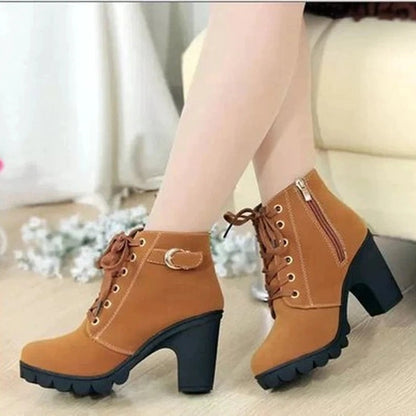 Anouk Bottines À Lacets Talon Carré Haut Semelle Crantée Femme