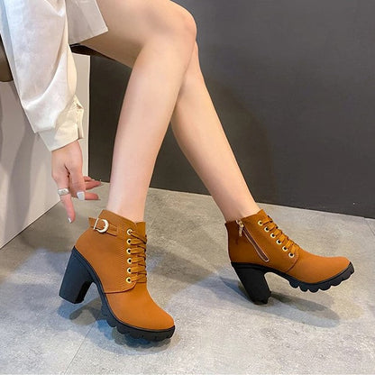 Anouk Bottines À Lacets Talon Carré Haut Semelle Crantée Femme