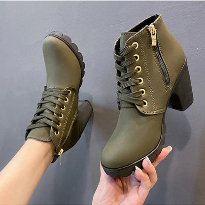 Anouk Bottines À Lacets Talon Carré Haut Semelle Crantée Femme