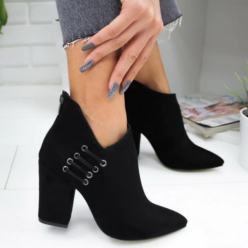 Gisèle Bottines Bout Pointu Talon Carré À Laçage Latéral Femme