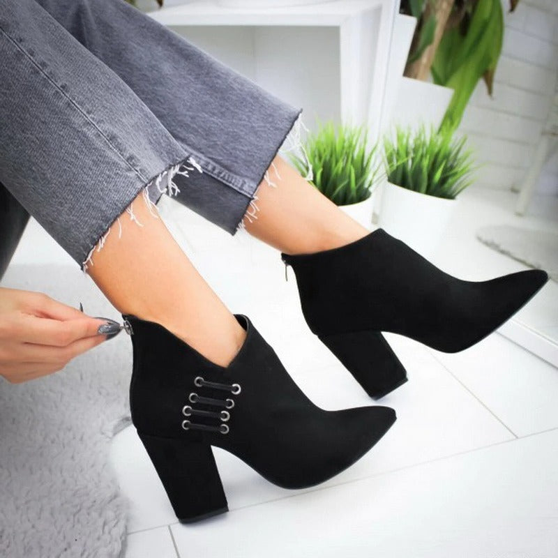 Gisèle Bottines Bout Pointu Talon Carré À Laçage Latéral Femme