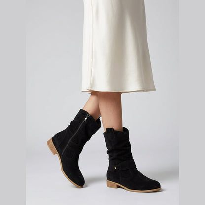 Alizée Bottines Slouchy Mi-Mollet À Sangle Décorative Femme
