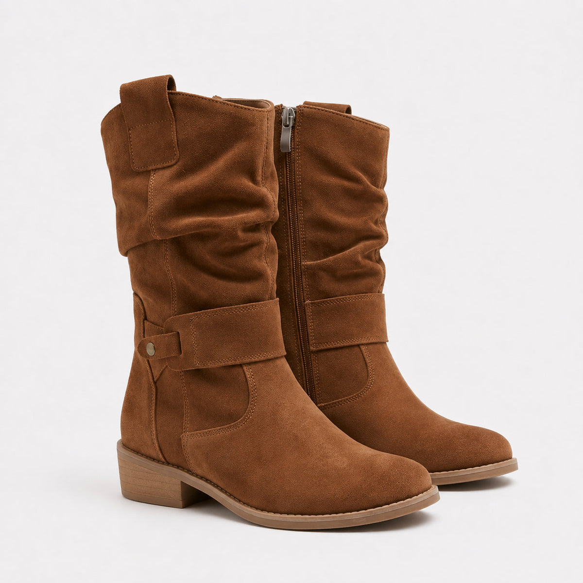 Alizée Bottines Slouchy Mi-Mollet À Sangle Décorative Femme